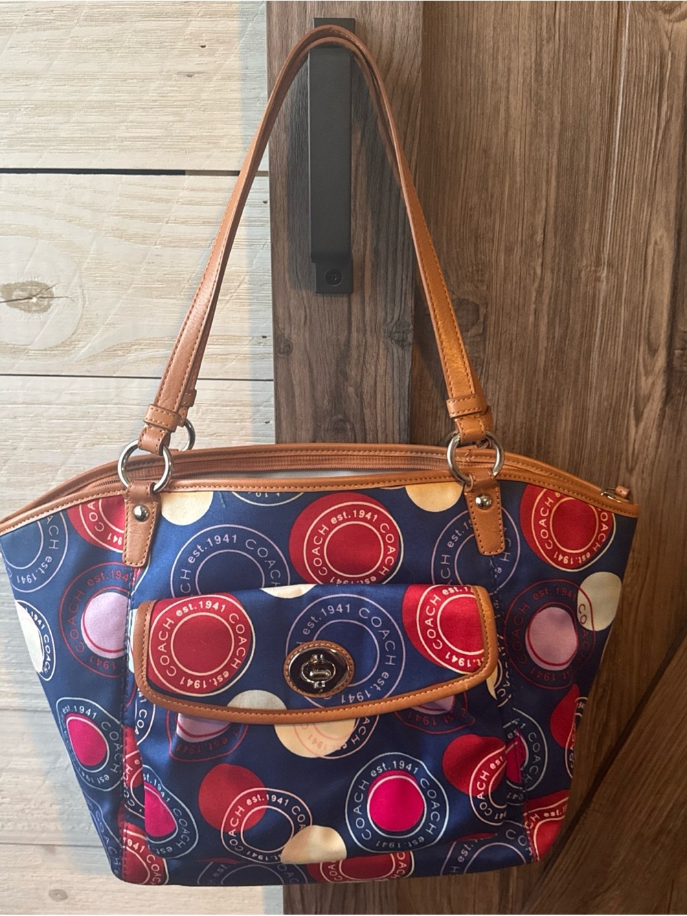 Coach Polka Dot Leah F14667 Amazing Condition with slight water marking inside